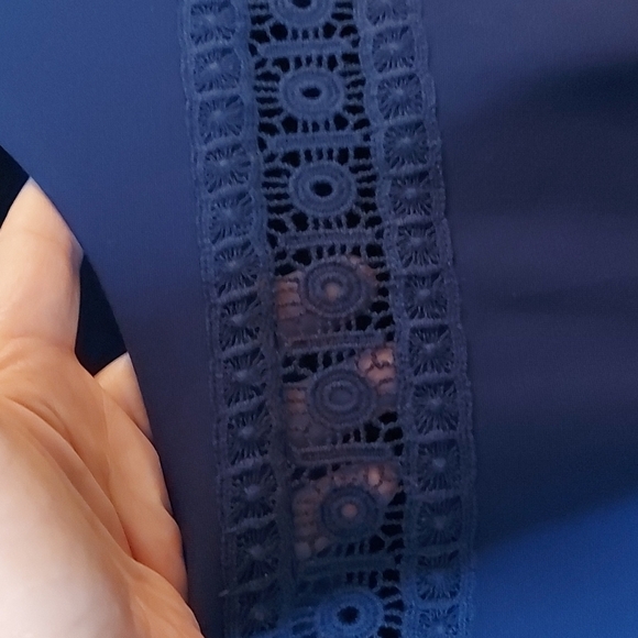 Host Pick Boden Cap Sleeve Dress with Crochet Trim Zippered Back Blue Size 8 - Picture 5 of 6